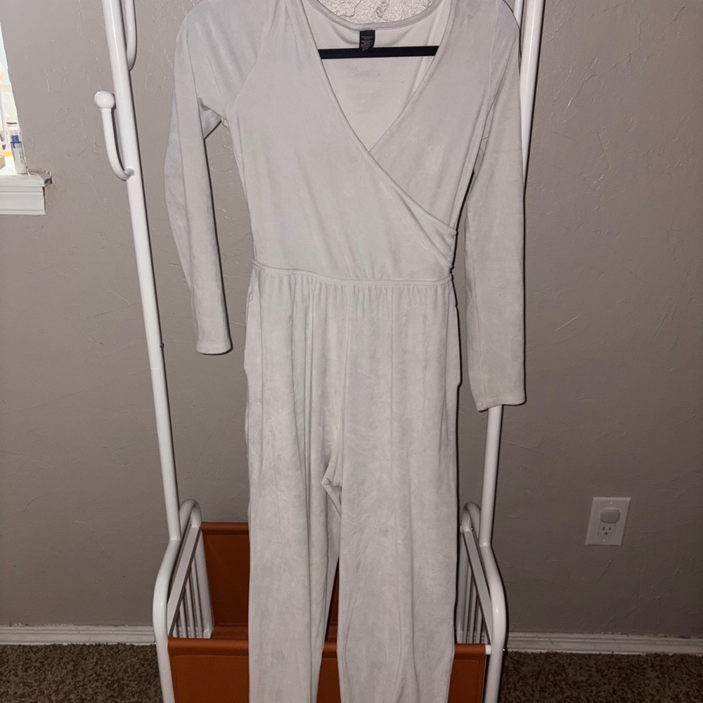 Victoria's Secret Gray Knit Jumpsuit with V-Neckline